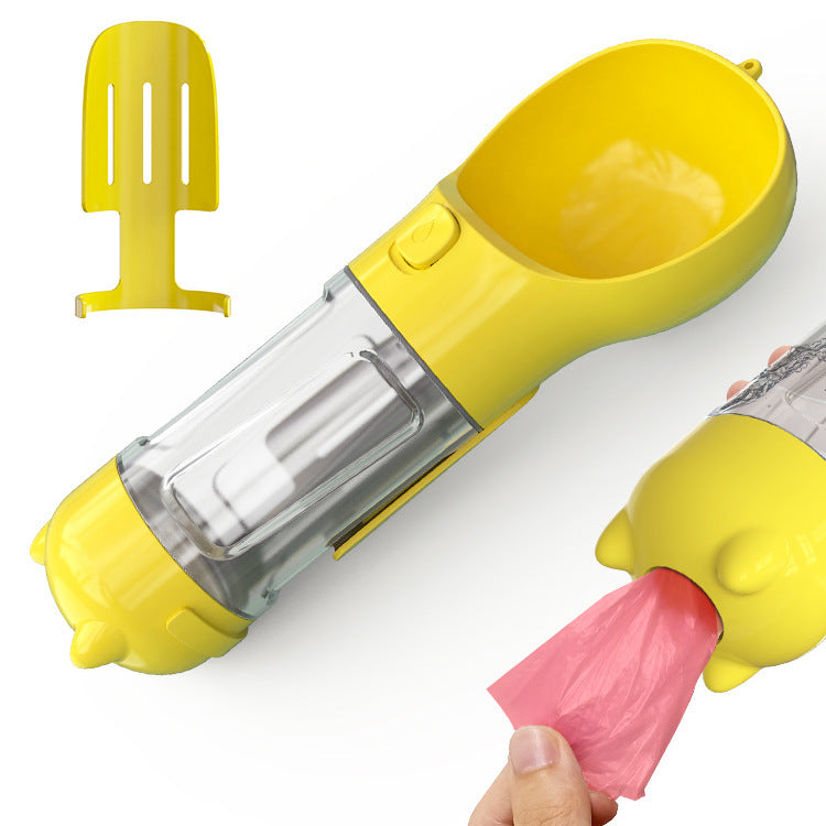 3 In 1 pet Bottle with water bowl, Feeder Bowl and Garbage Bag Storage