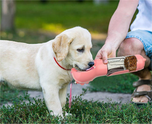 3 In 1 pet Bottle with water bowl, Feeder Bowl and Garbage Bag Storage