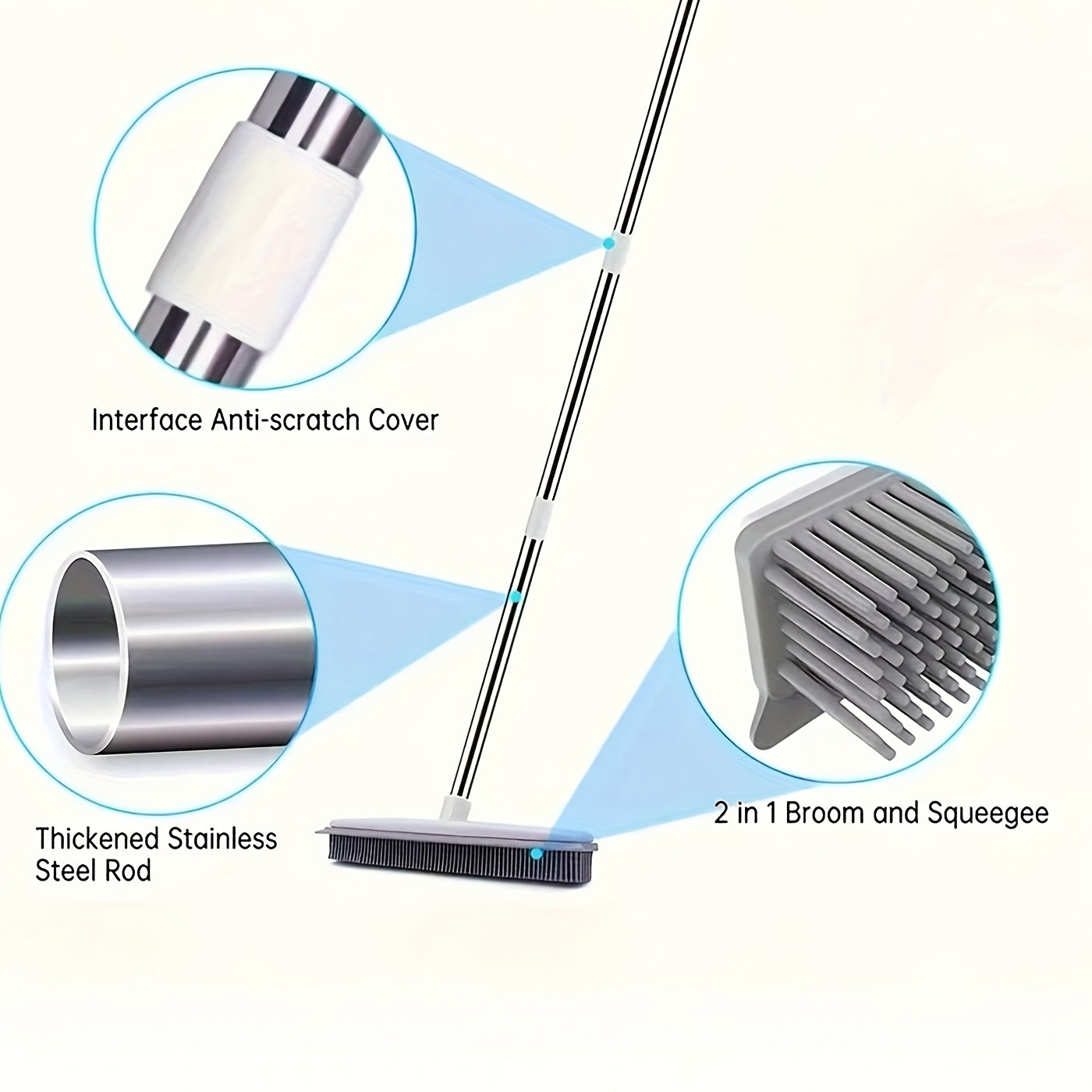 2-in-1 Pet Hair Removal Rubber Broom